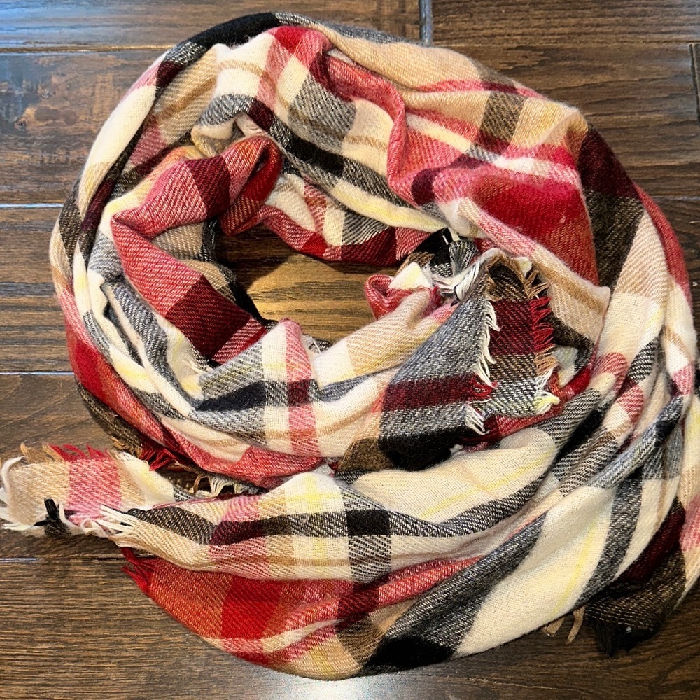 Red plaid tartan scarf